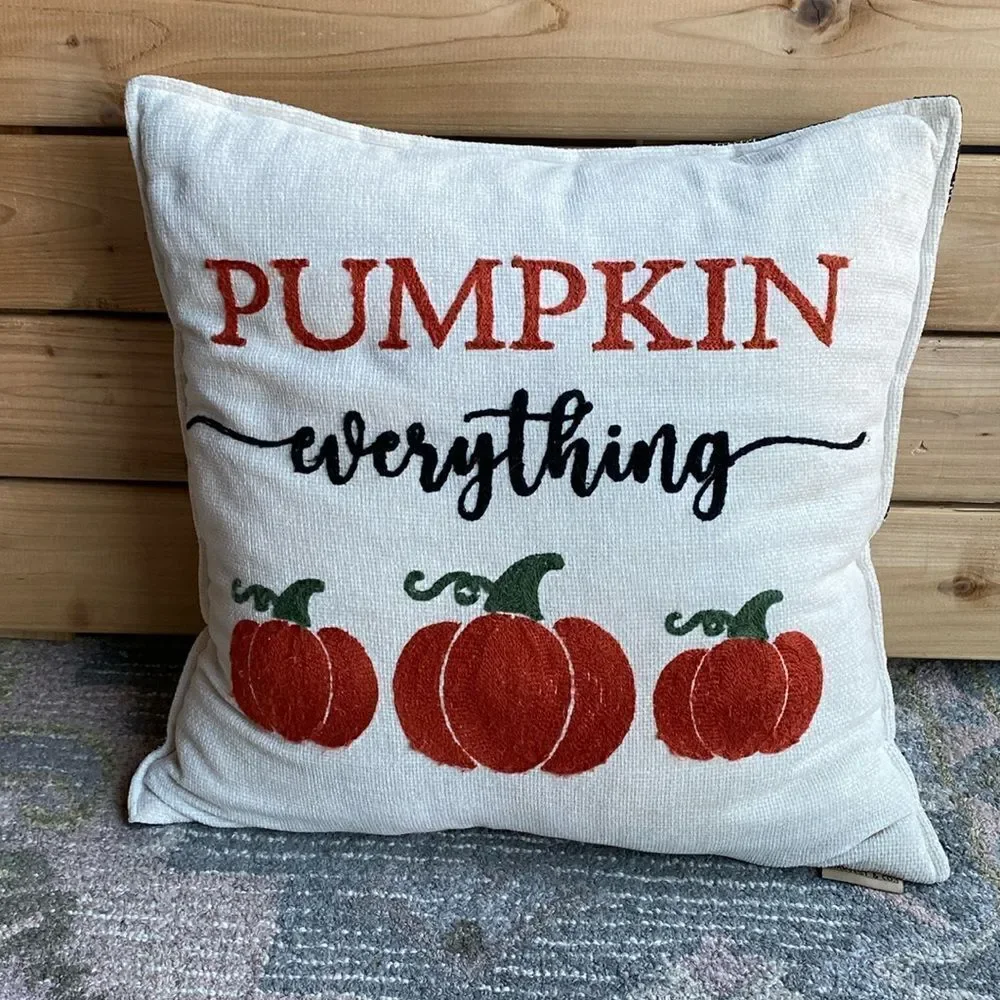 Harvest & Co Pumpkin Fall Buffalo Plaid Throw Pillow